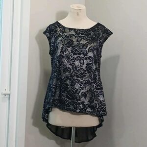 #50 Iris Black and Silver Lace Blouse
